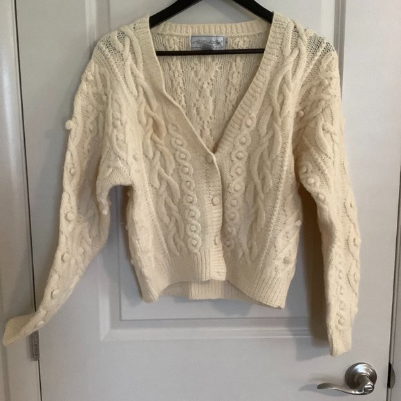 All Week Long Vintage Cardigan 100% wool Women's one size cable knit - Picture 1 of 7